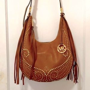 Michael Kors Rhea Studded Tassel Slouchy Boho Bag